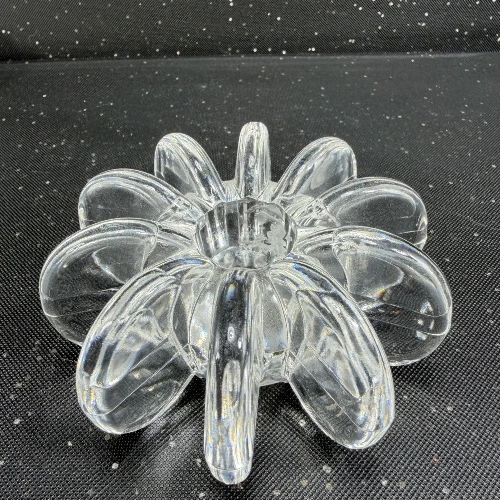 Rosenthal Studio Line Flower Disc Crystal Taper Candle Holder Set of 2 Germany